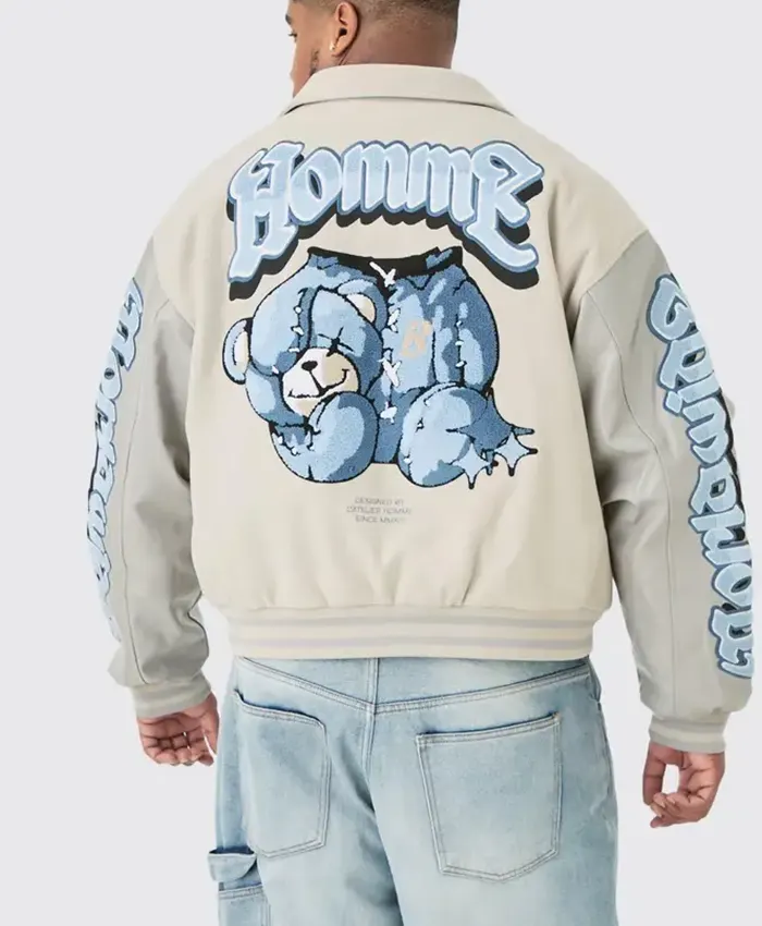 Get Plus Boxy Teddy Applique Bomber Jacket