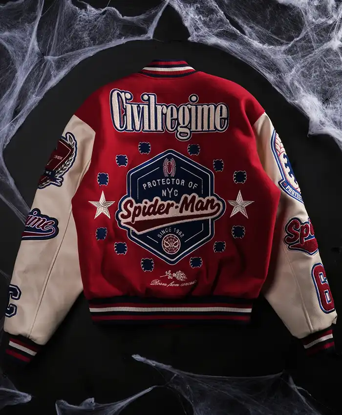 Get Protector Of NYC Red And Sand Letterman Jacket