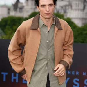 Get Robert Pattinson The Odyssey London Premier Brown Jacket