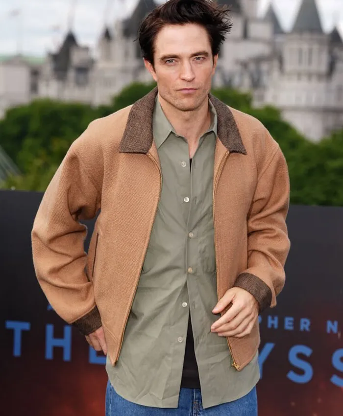 Get Robert Pattinson The Odyssey London Premier Brown Jacket