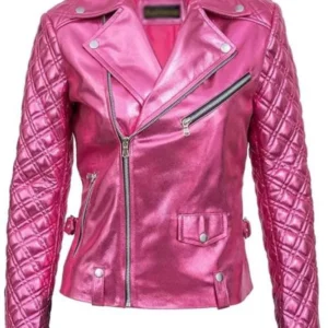 Get Sex Life Billie Connelly Pink Leather Jacket