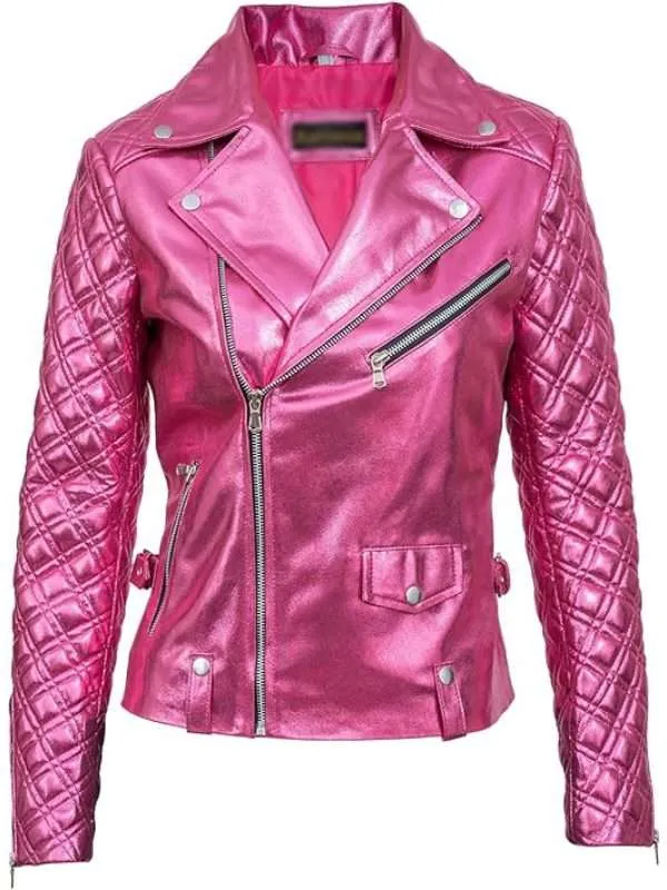 Get Sex Life Billie Connelly Pink Leather Jacket