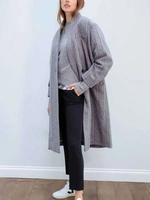 Get The Flight Attendant Kaley Cuoco Gray Coat