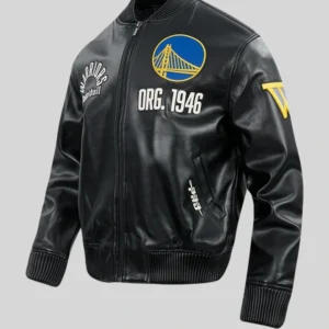 Golden State Warriors Black Leather Jacket