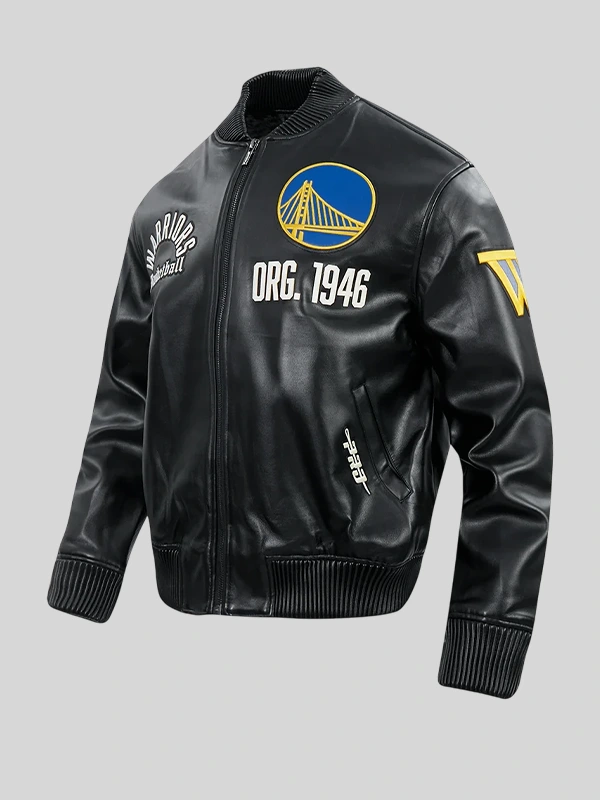 Golden State Warriors Black Leather Jacket