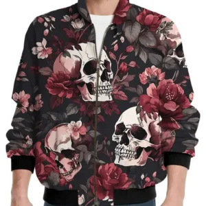 Halloween Floral Skull Golf Windbreaker Light Jacket