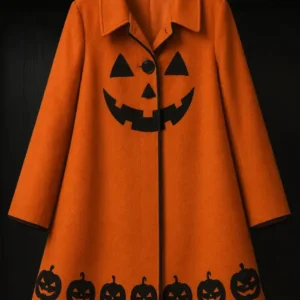 Halloween Nia Vardalos Pumpkin Orange Coat For Sale