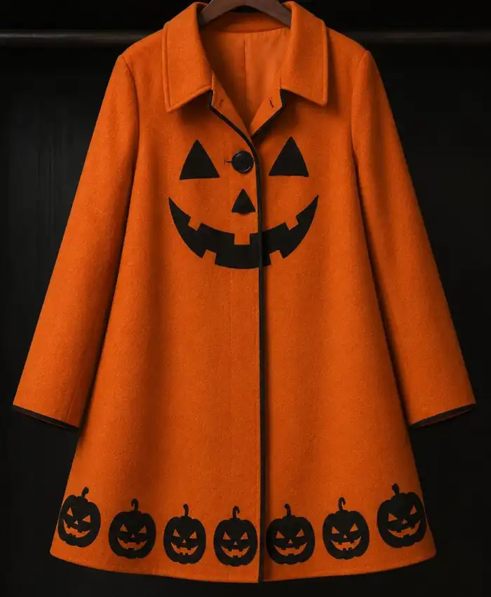 Halloween Nia Vardalos Pumpkin Orange Coat For Sale