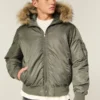 order now Hollister Faux Fur Hooded Bomber Jacket