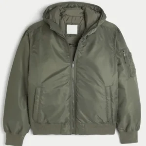 Hollister Faux Fur Hooded Bomber Jacket for sale