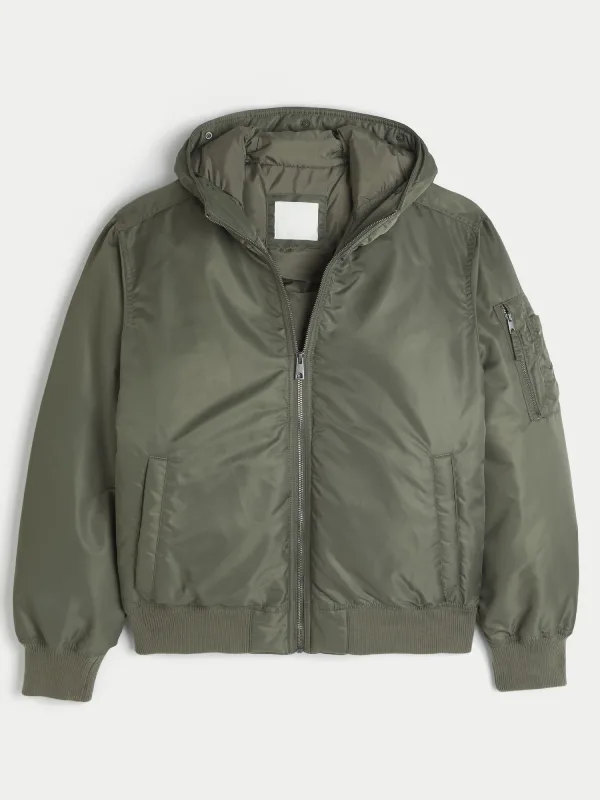 Hollister Faux Fur Hooded Bomber Jacket for sale