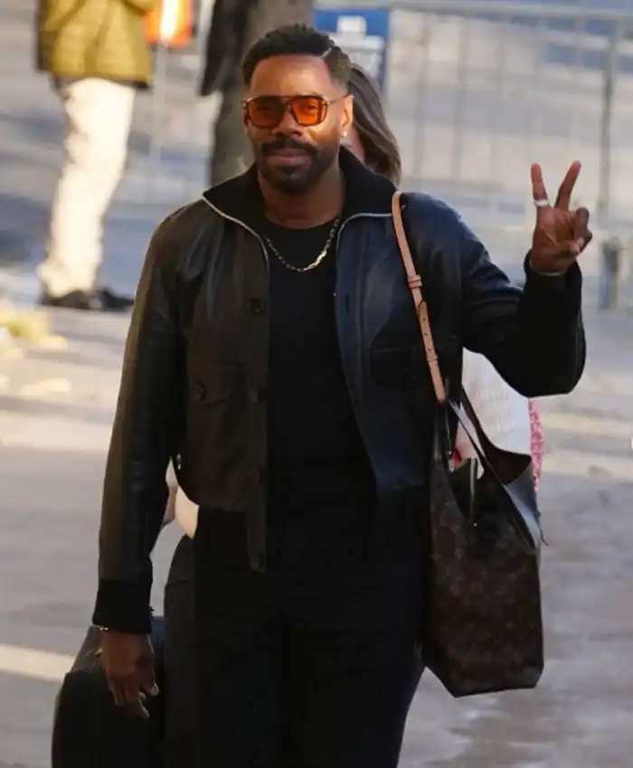 Jimmy Kimmel Colman Domingo Leather Bomber Jacket