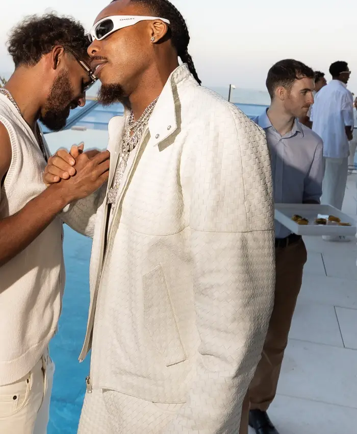 Justin Jefferson White Party 2026 White Leather Jacket For Sale