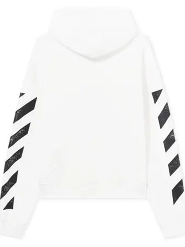 L-AB Core Diagonal Zip White Hoodie