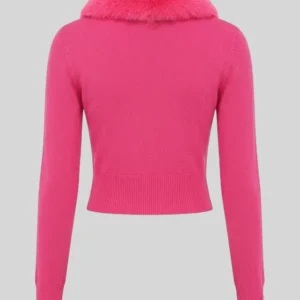 Lexi Minetree Pink Fur Collar Cardigan