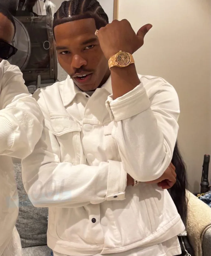 Lil Baby Michael Rubin White Party 2026 White Denim Jacket For Sale
