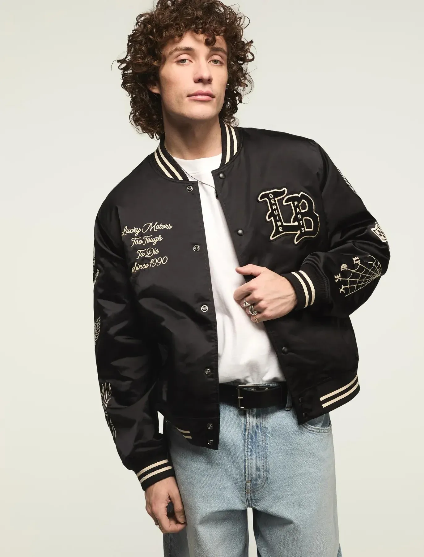 Lucky Brand Satin Varsity Jacket