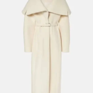 Lucky S01 Anya Taylor-Joy White Belted Coat For Sale