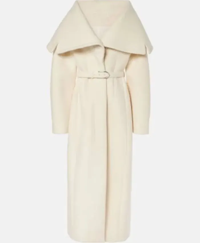 Lucky S01 Anya Taylor-Joy White Belted Coat For Sale