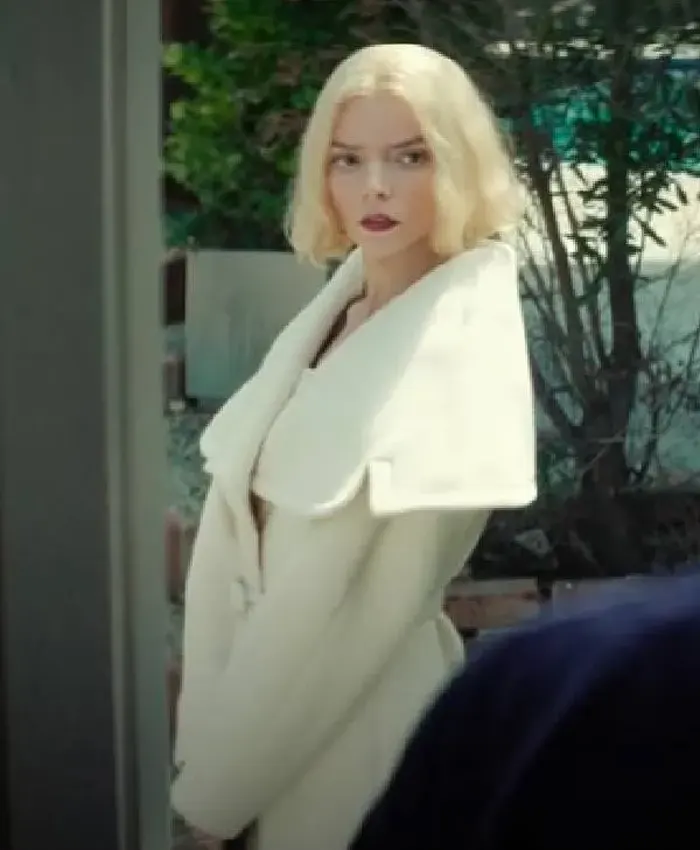 Lucky S01 Anya Taylor-Joy White Belted Coat
