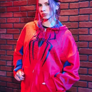 Marvel Spider-Man Girls Red Oversized Hoodie