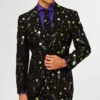 Mens Black Fancy Fireworks 2 Piece Suits