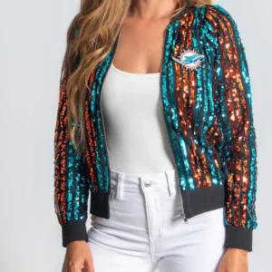 Miami Dolphins Sequin Bomber Jacket