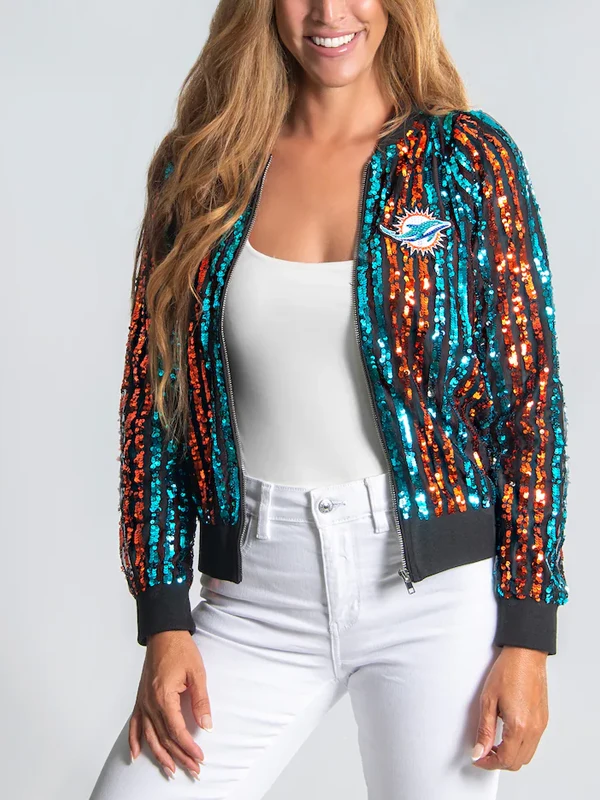 Miami Dolphins Sequin Bomber Jacket