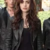 Mortal Instruments City of Bones Lily Collins Leather Jacket