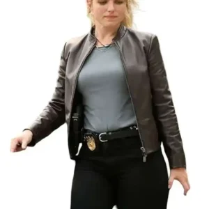 NCIS NY 2026 Jacqueline Byers Brown Leather Jacket