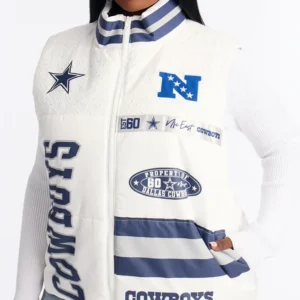 NFL Dallas Cowboys Fan White Puffer Vest