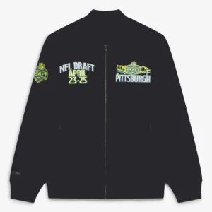 NFL Draft 2026 Black Satin Full-Zip Bomber Jacket