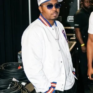 Nas JAŸ-Z 30 Yankee Stadium New York White Varsity Jacket