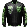 Neon Skull Streetwear Punk Leather Varsity Jacket