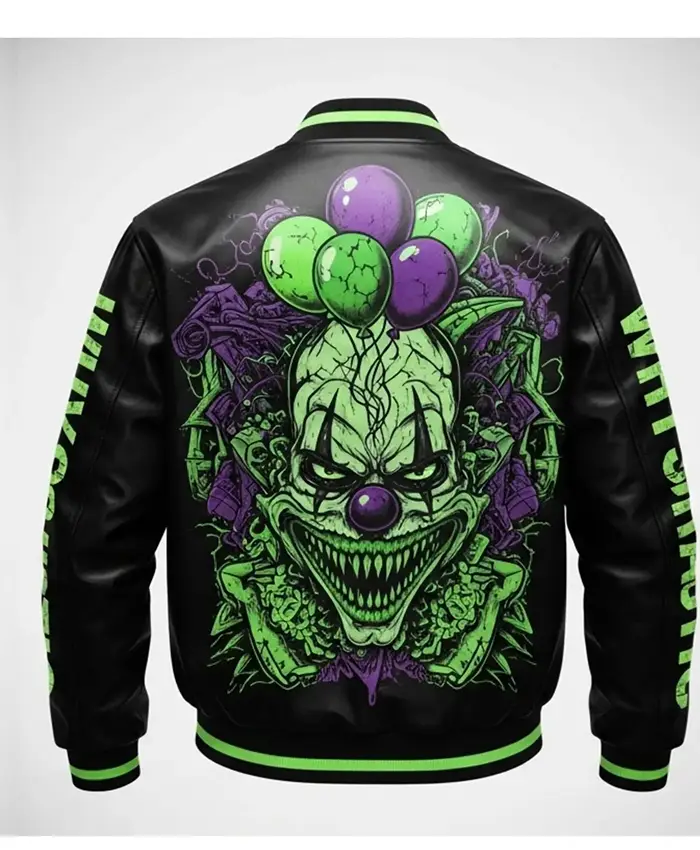 Neon Skull Streetwear Punk Leather Varsity Jacket Shop Now