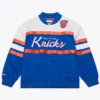 New York Knicks Mitchell & Ness Royal Hardwood Head Coach Satin Jacket