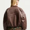 Nike Brown Leather Bomber Jacket