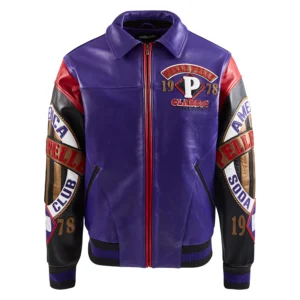 Pelle Pelle American Soda Club Purple and Black Leather Varsity Jacket