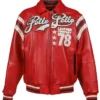 Pelle Pelle Encrusted Red Leather Varsity Jacket