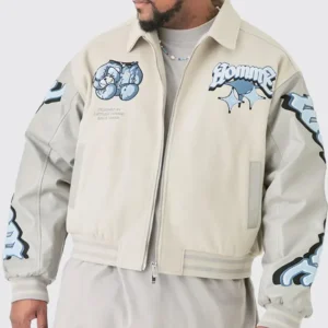 Plus Boxy Teddy Applique Bomber Jacket