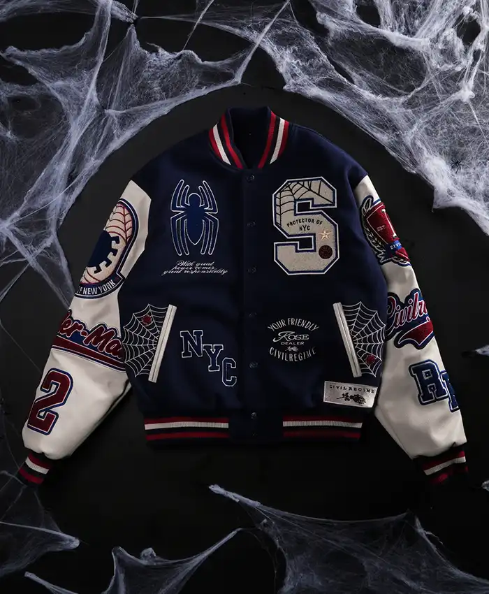 Protector Of NYC Navy And Butter Letterman Jacket