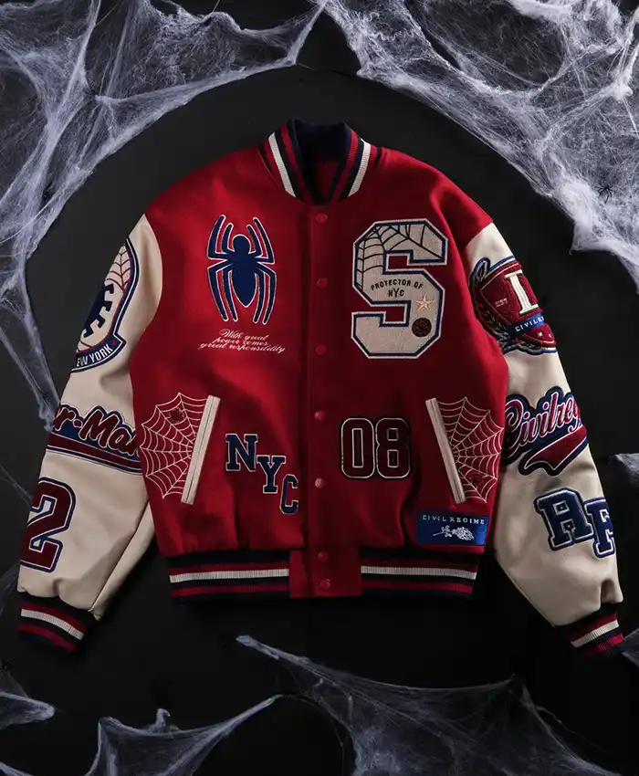 Protector Of NYC Red And Sand Letterman Jacket