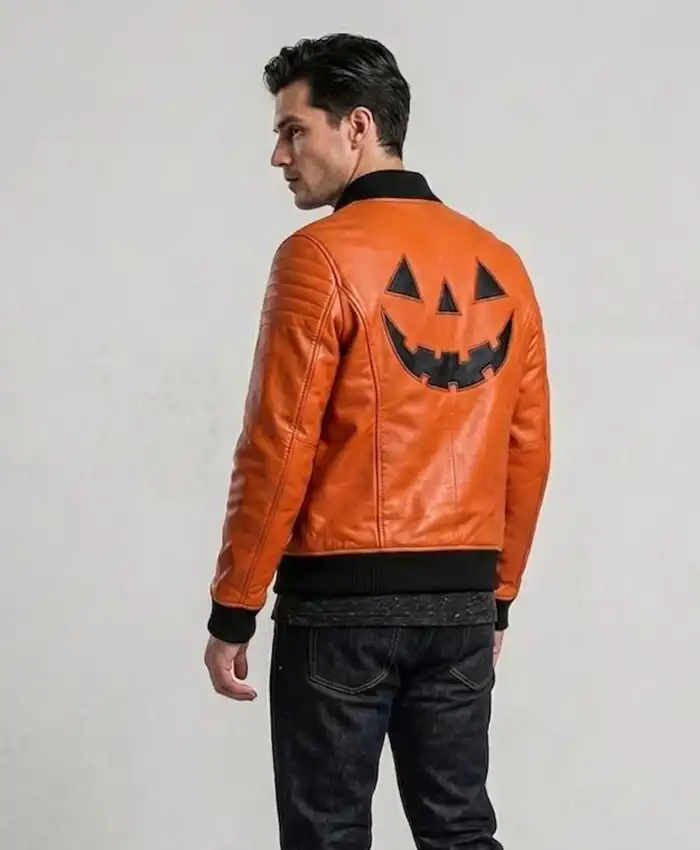 Pumpkin Halloween Orange Leather Jacket