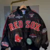 Red Sox Black Leather Bomber Jacket