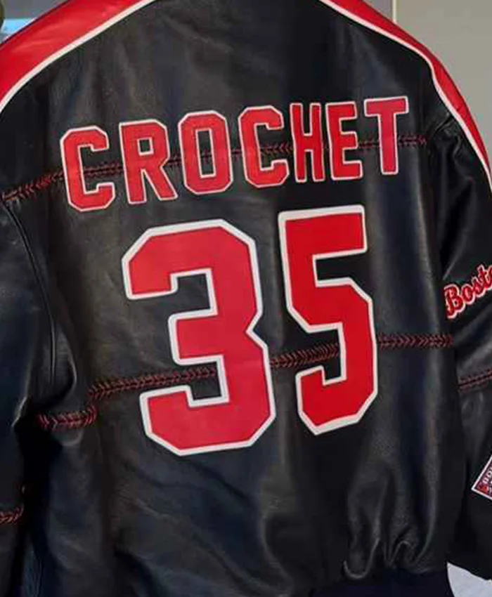Red Sox Black Leather Bomber Jacket For Salr