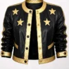Retro 90s Black and Gold Star Patches Jacket