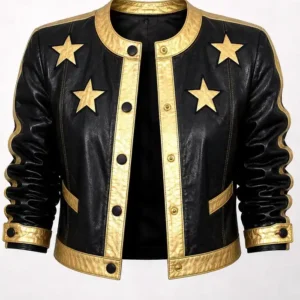 Retro 90s Black and Gold Star Patches Jacket
