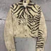 Roberto Cavalli Zebra Marble Buttoned Cropped Jacket