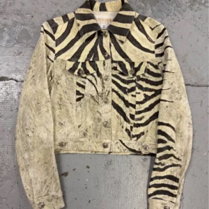 Roberto Cavalli Zebra Marble Buttoned Cropped Jacket