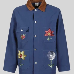 Sequin Embroidered Denim Chore Coat